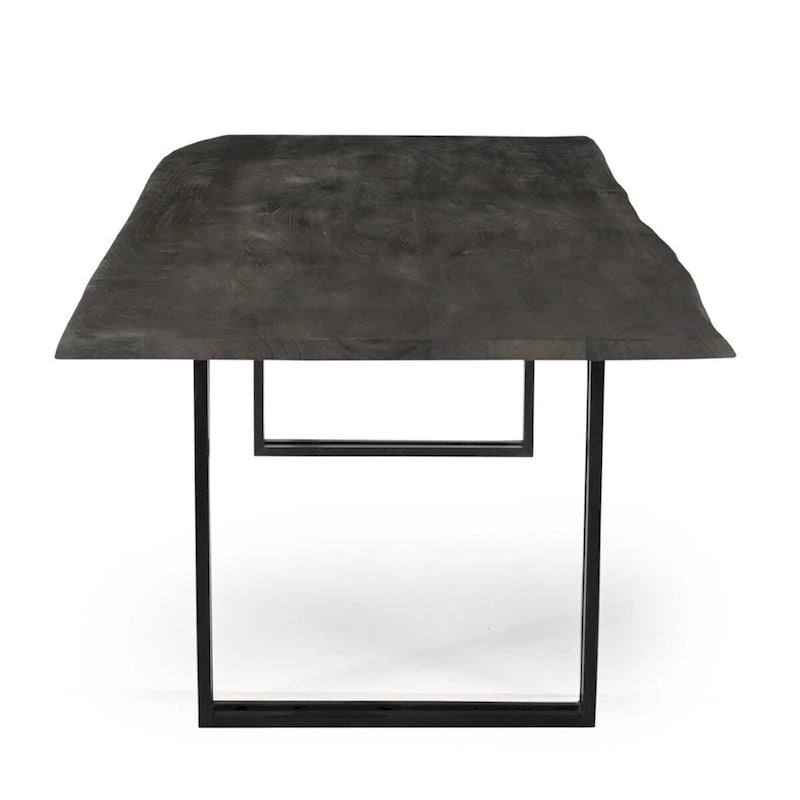 Table à manger rectangulaire rustique en bois massif gris - 4 à 6 places