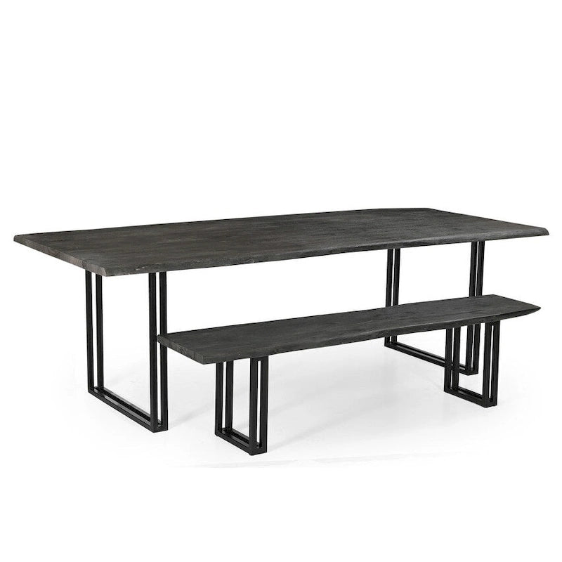 Table à manger rectangulaire rustique en bois massif gris - 4 à 6 places
