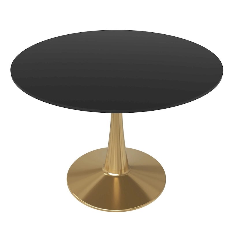 40-Inch Round Dining Table with MDF Tabletop and Gold Steel Base