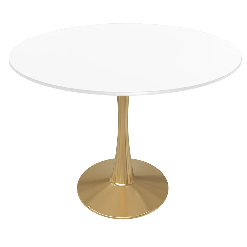 40-Inch Round Dining Table with MDF Tabletop and Gold Steel Base