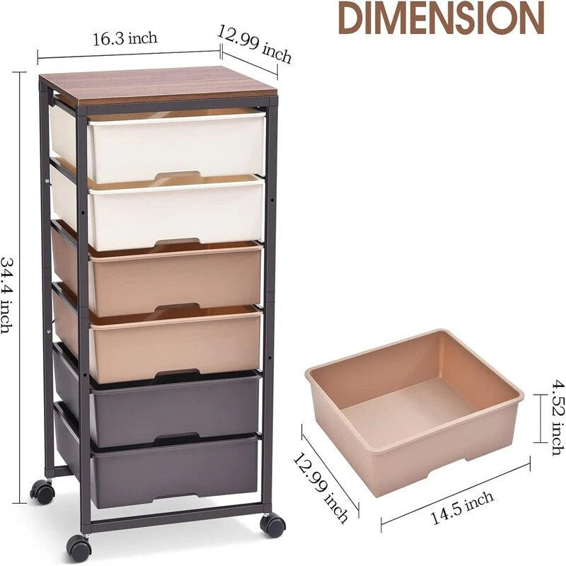 Pojízdný úložný vozík se 6 zásuvkami 12.99D x 16.3W x 34.4H