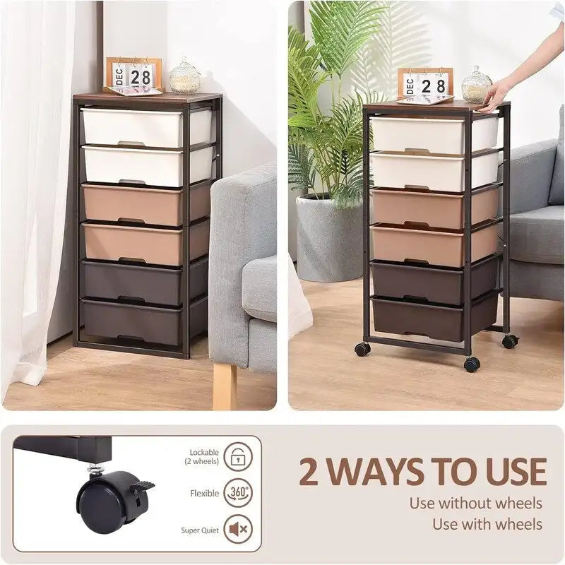 Pojízdný úložný vozík se 6 zásuvkami 12.99D x 16.3W x 34.4H