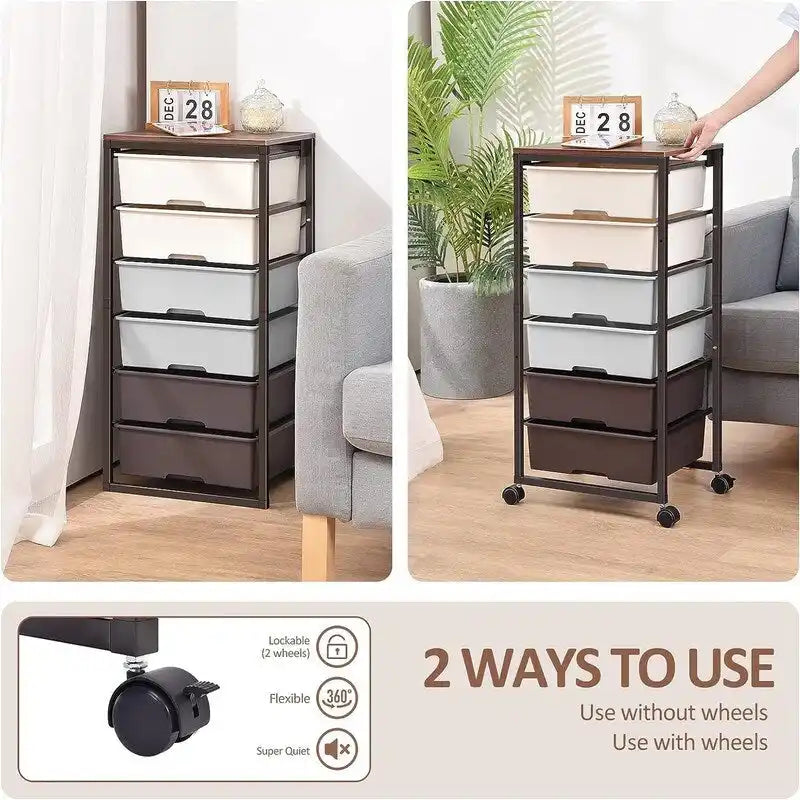 Pojízdný úložný vozík se 6 zásuvkami 12.99D x 16.3W x 34.4H