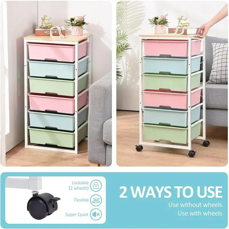 Pojízdný úložný vozík se 6 zásuvkami 12.99D x 16.3W x 34.4H