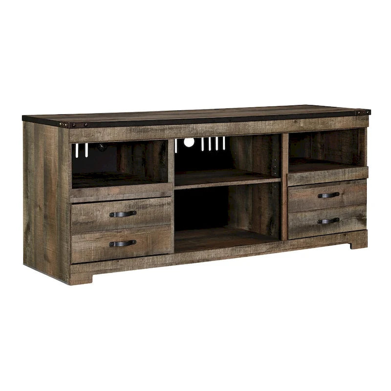 Casual Large TV Stand with Fireplace Option, Brown