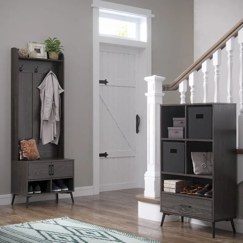 Vestiaire avec banc d'entrée, rangement pour chaussures et patères