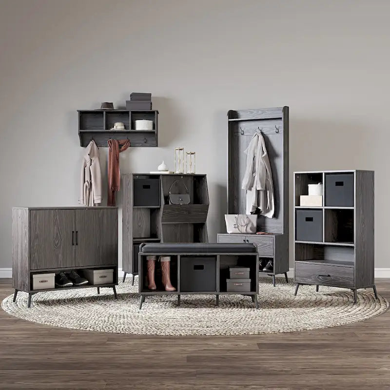 Vestiaire avec banc d'entrée, rangement pour chaussures et patères