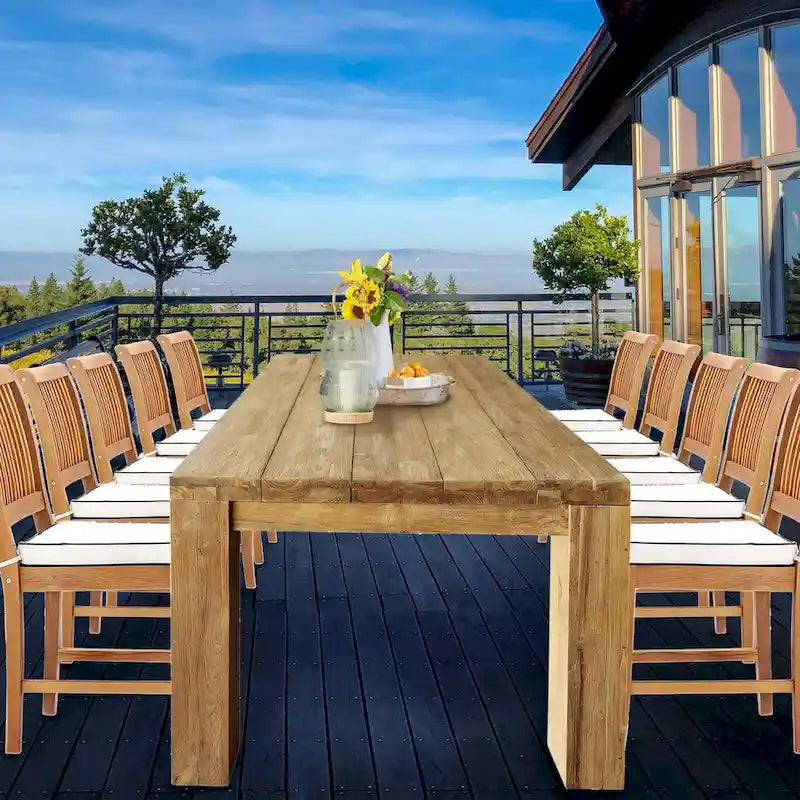 Recycled Teak Wood Rectangular Dining Table, 102 Inch