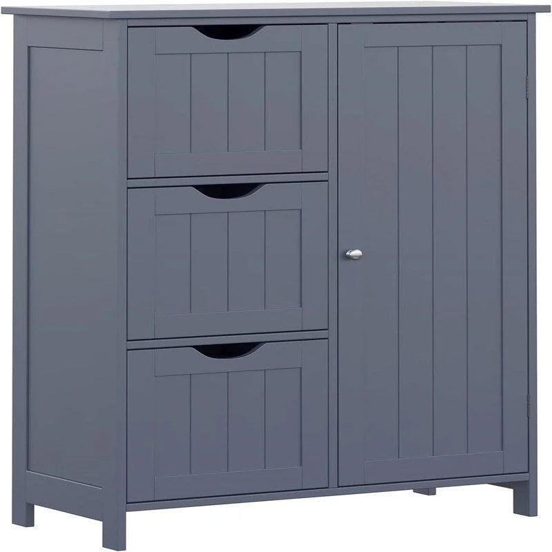Freestanding Bathroom Floor Cabinet with 3 Drawers and Cupboard