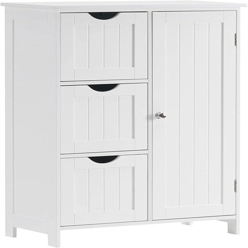 Freestanding Bathroom Floor Cabinet with 3 Drawers and Cupboard
