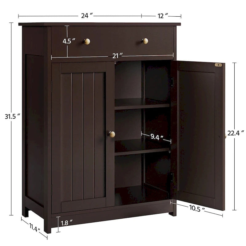 Free Standing Bathroom Cabinet with 1 Drawer 2 Doors