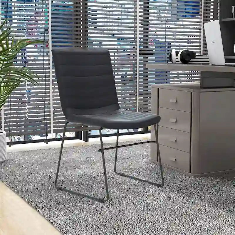 Bürostuhl aus Leder und Polyester mit Edelstahlgestell