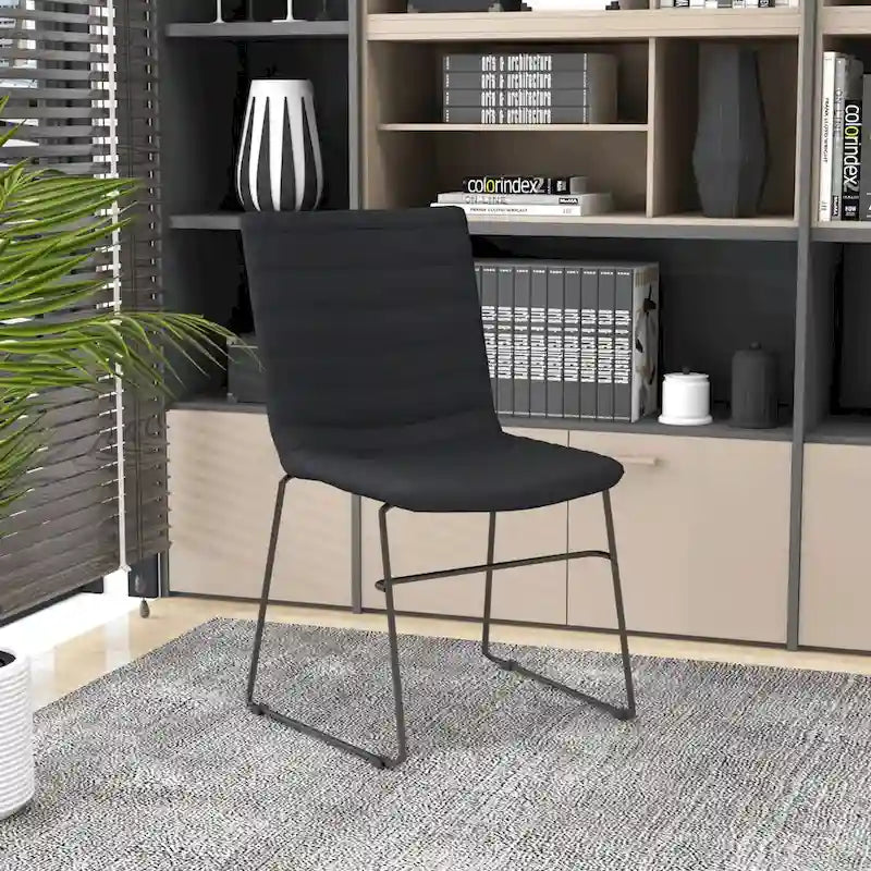 Bürostuhl aus Leder und Polyester mit Edelstahlgestell