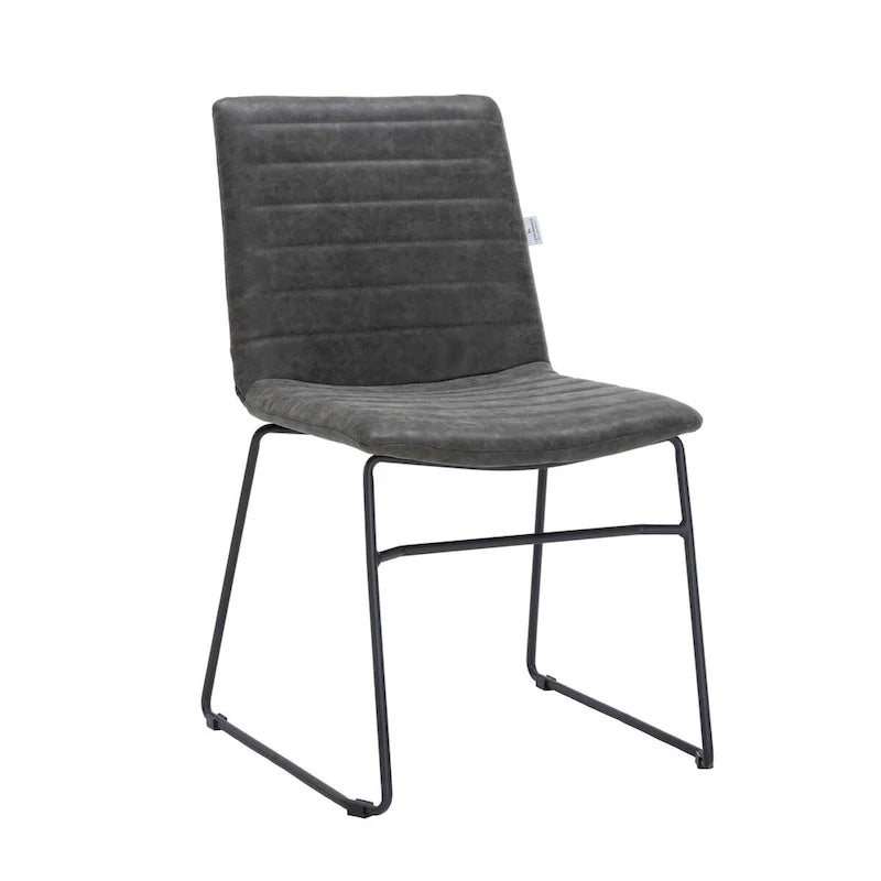 Bürostuhl aus Leder und Polyester mit Edelstahlgestell