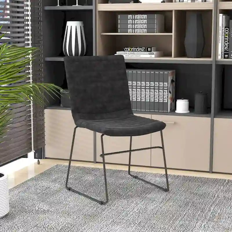 Bürostuhl aus Leder und Polyester mit Edelstahlgestell