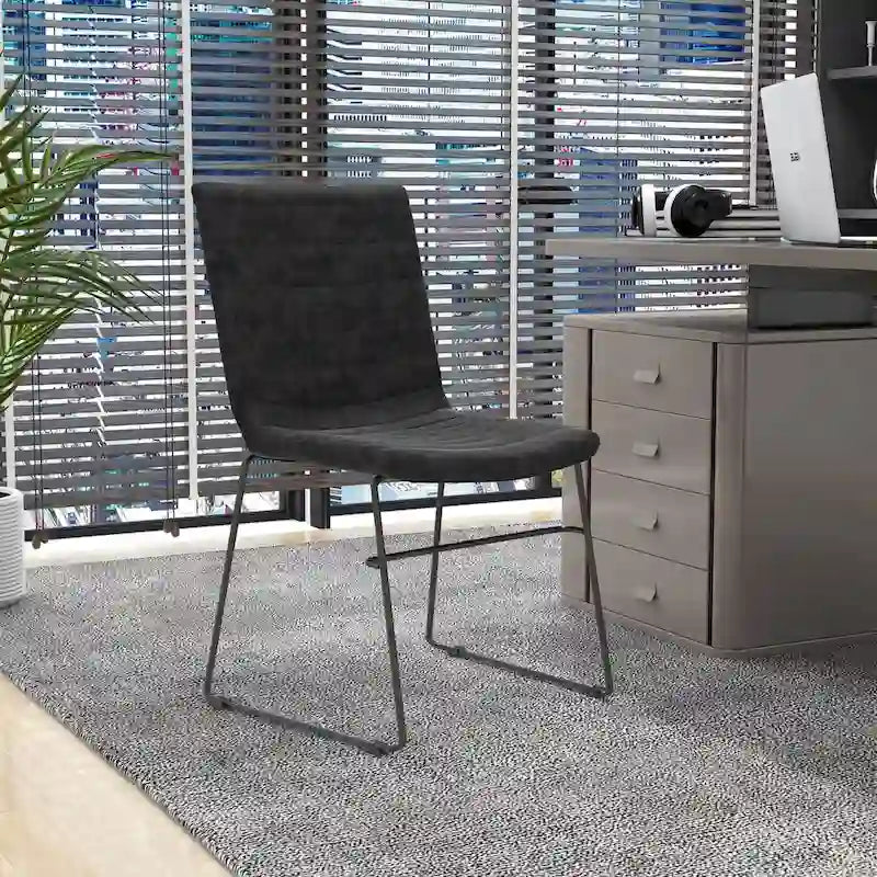 Bürostuhl aus Leder und Polyester mit Edelstahlgestell
