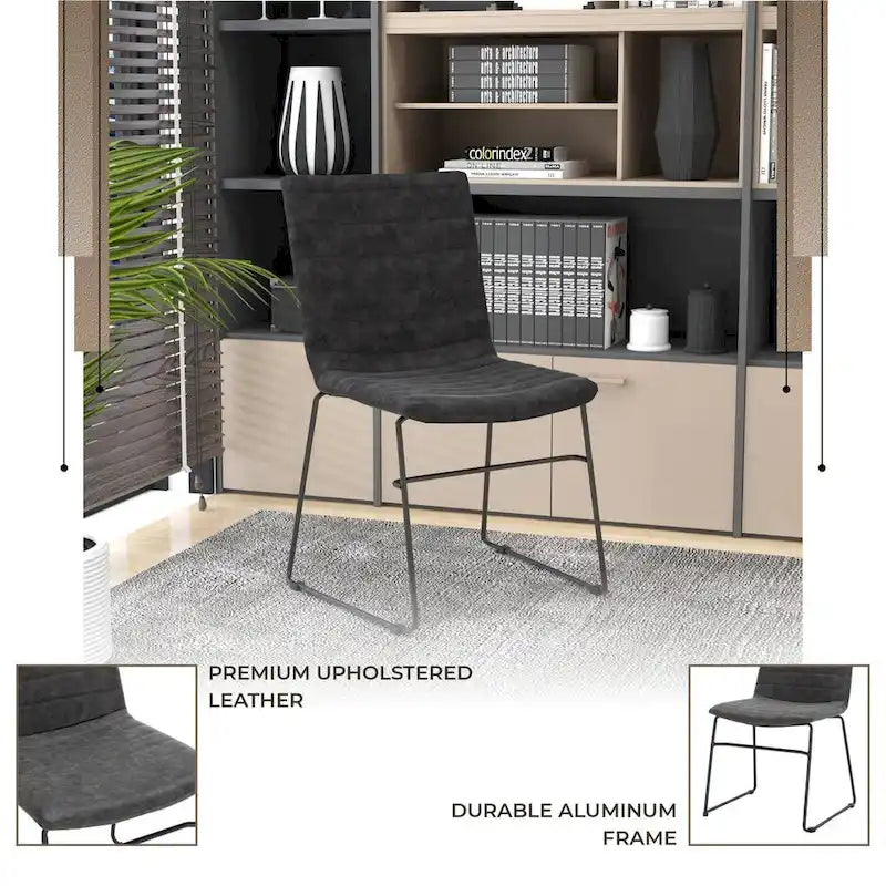 Bürostuhl aus Leder und Polyester mit Edelstahlgestell