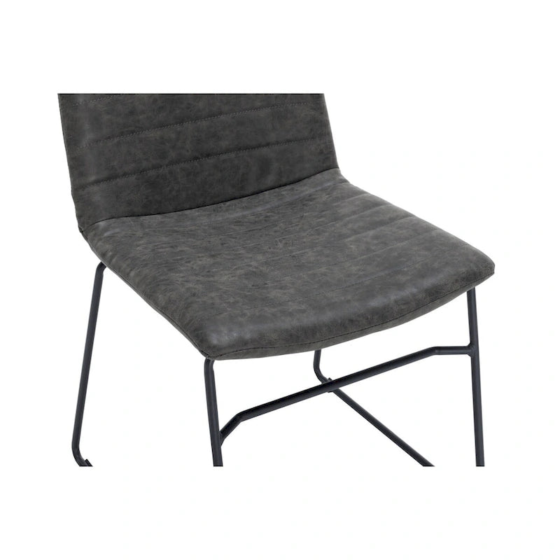 Bürostuhl aus Leder und Polyester mit Edelstahlgestell