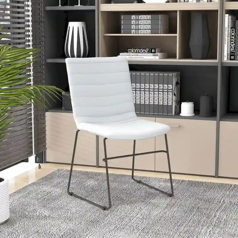 Bürostuhl aus Leder und Polyester mit Edelstahlgestell