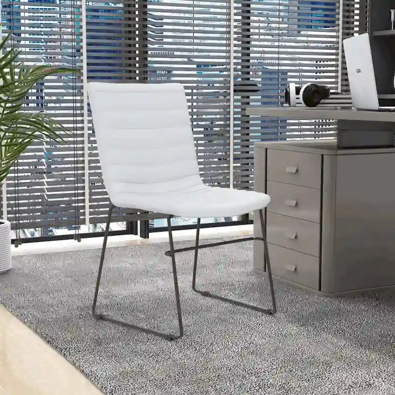 Bürostuhl aus Leder und Polyester mit Edelstahlgestell
